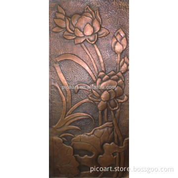 Copper art deco,Flowers and a metal plate